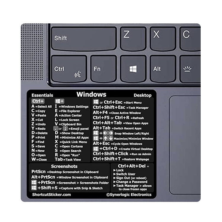 PC Reference Keyboard Shortcut Sticker Adhesive For PC Laptop Desktop, Black