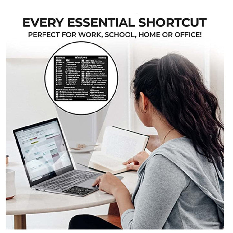 PC Reference Keyboard Shortcut Sticker Adhesive For PC Laptop Desktop, Black