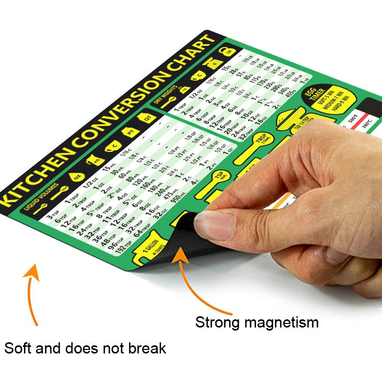 Kitchen Condiment Recipe Conversion Chart Magnetic Waterproof Sticker