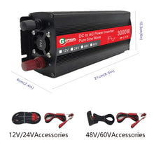 Load image into Gallery viewer, Gurxun Sine Wave Inverter 3000W 2/24/48/60V To 220V Car Boost Converter, 3000W 60V-220V, 3000W 12V-220V, 3000W 24V-220V, 3000W 48V-220V