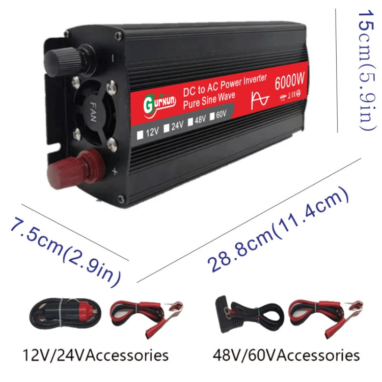 Gurxun 6000W High Power Sine Wave Inverter With Single Digital Display, 6000W 12V-220V, 6000W 24V-220V, 6000W 48V-220V, 6000W 60V-220V