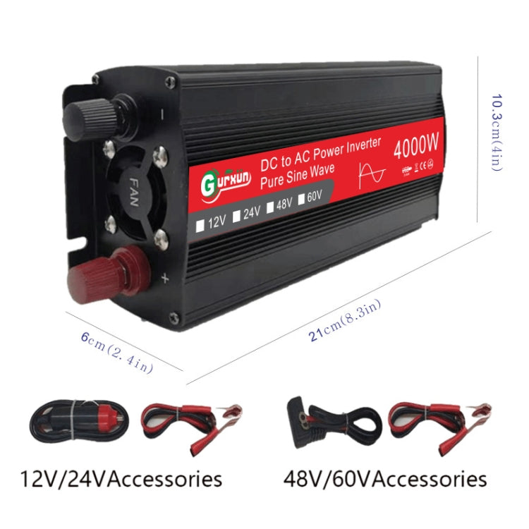 Gurxun 4000W Home Car Power Converter Sine Wave Inverter, 4000W 12V To 220V, 4000W 24V To 220V, 4000W 48V To 220V, 4000W 60V To 220V