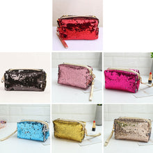 Load image into Gallery viewer, Travel Portable Sequined Anise Cosmetics Tote Storage Bag, Red, Black, Pink, Rose Red, Royal Blue, Gold, Rose Gold
