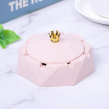 Load image into Gallery viewer, Stainless Steel Liner Ashtray With Cover Crown Home Decoration, Pink, Dark Green