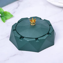 Load image into Gallery viewer, Stainless Steel Liner Ashtray With Cover Crown Home Decoration, Pink, Dark Green