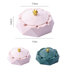 Load image into Gallery viewer, Stainless Steel Liner Ashtray With Cover Crown Home Decoration, Pink, Dark Green