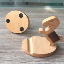 Load image into Gallery viewer, Wooden Mobile Phone Bracket Beech Lazy Mobile Phone Holder,Style:, Pony, Kung Fu, Staunch, Little Deer With Antlers, Elephants, Puppy, Golden Retriever, Piggy