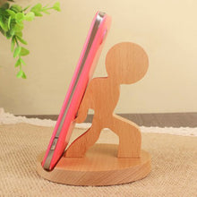 Load image into Gallery viewer, Wooden Mobile Phone Bracket Beech Lazy Mobile Phone Holder,Style:, Pony, Kung Fu, Staunch, Little Deer With Antlers, Elephants, Puppy, Golden Retriever, Piggy