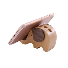 Load image into Gallery viewer, Wooden Mobile Phone Bracket Beech Lazy Mobile Phone Holder,Style:, Pony, Kung Fu, Staunch, Little Deer With Antlers, Elephants, Puppy, Golden Retriever, Piggy