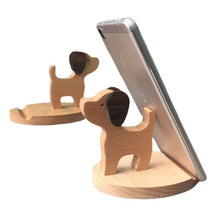 Load image into Gallery viewer, Wooden Mobile Phone Bracket Beech Lazy Mobile Phone Holder,Style:, Pony, Kung Fu, Staunch, Little Deer With Antlers, Elephants, Puppy, Golden Retriever, Piggy