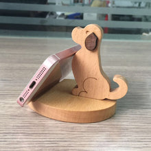 Load image into Gallery viewer, Wooden Mobile Phone Bracket Beech Lazy Mobile Phone Holder,Style:, Pony, Kung Fu, Staunch, Little Deer With Antlers, Elephants, Puppy, Golden Retriever, Piggy