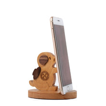 Load image into Gallery viewer, Wooden Mobile Phone Bracket Beech Lazy Mobile Phone Holder,Style:, Pony, Kung Fu, Staunch, Little Deer With Antlers, Elephants, Puppy, Golden Retriever, Piggy