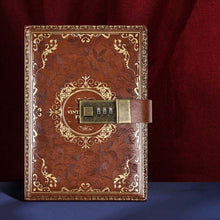 Load image into Gallery viewer, B6 PU Leather Retro Password Book With Lock Diary Hand Book, Blue, Purple, Wine Red, Brown, Green