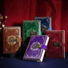 Load image into Gallery viewer, B6 PU Leather Retro Password Book With Lock Diary Hand Book, Blue, Purple, Wine Red, Brown, Green