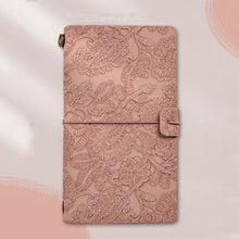 Load image into Gallery viewer, A6  Retro Lace Carved Girls Hand Ledger Diary With 3 Separate Inner Pages, Dark Green, Pink, Bright Orange, Oats, Beige