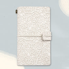 Load image into Gallery viewer, A6  Retro Lace Carved Girls Hand Ledger Diary With 3 Separate Inner Pages, Dark Green, Pink, Bright Orange, Oats, Beige