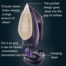 Load image into Gallery viewer, 2400W Household Wireless Iron Handheld Steam Iron Garment Steamer,EU Plug, 2400W Purple, 2400W Green