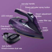 Load image into Gallery viewer, 2400W Household Wireless Iron Handheld Steam Iron Garment Steamer,EU Plug, 2400W Purple, 2400W Green