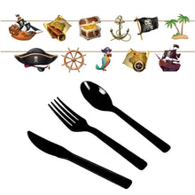 Load image into Gallery viewer, Pirate Treasure Hunt Themed Disposable Tablecloth Paper Plate Party Supplies Set, Pirate Treasure Hunt Themed