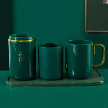 Load image into Gallery viewer, JM043 Home Mouthwash Cup Set Couple Convenient Travel Toothbrush Box, Style:, 2 Cups Dark Green, 2 Cups Black, 2 Cups White, 3 Cups Dark Green, 3 Cups Black, 3 Cups White