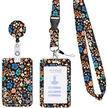 Load image into Gallery viewer, Floral Adjustable Retractable Card Holder Name Badge Work Bank Credit Card Sleeve, Black and White, Red Flower, Blue Flower, Green Sunflower