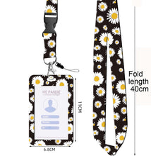 Load image into Gallery viewer, Floral Adjustable Retractable Card Holder Name Badge Work Bank Credit Card Sleeve, Black and White, Red Flower, Blue Flower, Green Sunflower