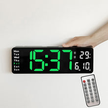 Load image into Gallery viewer, 6629 13 Inch Multifunctional LED Living Room Large Screen Wall Clock, 13 Inch Black Shell Orange Light, 13 Inch Black Shell Green Light, 13 Inch Black Shell Red Light, 13 Inch White Shell Orange Light, 13 Inch White Shell Green Light                   ...