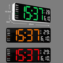Load image into Gallery viewer, 6629 13 Inch Multifunctional LED Living Room Large Screen Wall Clock, 13 Inch Black Shell Orange Light, 13 Inch Black Shell Green Light, 13 Inch Black Shell Red Light, 13 Inch White Shell Orange Light, 13 Inch White Shell Green Light                   ...