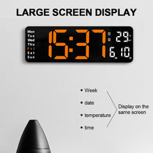 Load image into Gallery viewer, 6629 13 Inch Multifunctional LED Living Room Large Screen Wall Clock, 13 Inch Black Shell Orange Light, 13 Inch Black Shell Green Light, 13 Inch Black Shell Red Light, 13 Inch White Shell Orange Light, 13 Inch White Shell Green Light                   ...