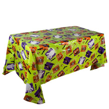 Load image into Gallery viewer, Christmas Halloween Party Event Decoration Tablecloth, Orange Pumpkin, Black Pumpkin, Black Ghost, Gray Bat, Green Pumpkin, Purple Spider, Red Snowman, Geometry, Blue Snowman, Green Biscuits