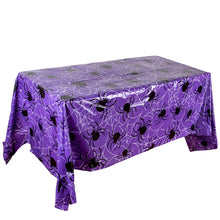 Load image into Gallery viewer, Christmas Halloween Party Event Decoration Tablecloth, Orange Pumpkin, Black Pumpkin, Black Ghost, Gray Bat, Green Pumpkin, Purple Spider, Red Snowman, Geometry, Blue Snowman, Green Biscuits
