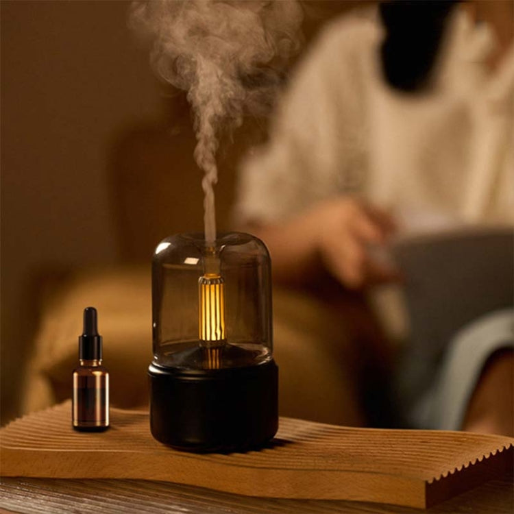 120ML Simulated Candlelight Aroma Diffuser USB Home Atmosphere Night Light Humidifier, DQ702 (Black), DQ702 (Beige), DQ702 (Pink)