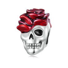 Load image into Gallery viewer, SCC2403 Halloween Rose Skull Skeleton Pearl 925 Silver Bracelet Accessories, SCC2403