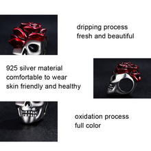 Load image into Gallery viewer, SCC2403 Halloween Rose Skull Skeleton Pearl 925 Silver Bracelet Accessories, SCC2403