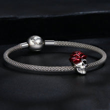 Load image into Gallery viewer, SCC2403 Halloween Rose Skull Skeleton Pearl 925 Silver Bracelet Accessories, SCC2403