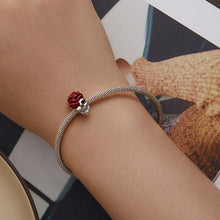 Load image into Gallery viewer, SCC2403 Halloween Rose Skull Skeleton Pearl 925 Silver Bracelet Accessories, SCC2403