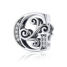 Load image into Gallery viewer, BSC030 26 Letters DIY Bracelet Beaded Accessories Zircon Silver Beads, Style:, A, B, C, D, E, F, G, H, I, J, K, L, M, N, O, P, Q, R, S, T, U, V, W, X, Y, Z