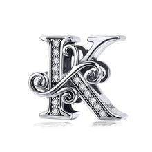 Load image into Gallery viewer, BSC030 26 Letters DIY Bracelet Beaded Accessories Zircon Silver Beads, Style:, A, B, C, D, E, F, G, H, I, J, K, L, M, N, O, P, Q, R, S, T, U, V, W, X, Y, Z