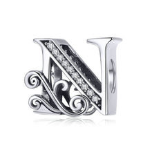 Load image into Gallery viewer, BSC030 26 Letters DIY Bracelet Beaded Accessories Zircon Silver Beads, Style:, A, B, C, D, E, F, G, H, I, J, K, L, M, N, O, P, Q, R, S, T, U, V, W, X, Y, Z