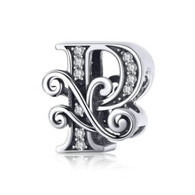 Load image into Gallery viewer, BSC030 26 Letters DIY Bracelet Beaded Accessories Zircon Silver Beads, Style:, A, B, C, D, E, F, G, H, I, J, K, L, M, N, O, P, Q, R, S, T, U, V, W, X, Y, Z