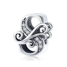 Load image into Gallery viewer, BSC030 26 Letters DIY Bracelet Beaded Accessories Zircon Silver Beads, Style:, A, B, C, D, E, F, G, H, I, J, K, L, M, N, O, P, Q, R, S, T, U, V, W, X, Y, Z