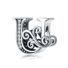 Load image into Gallery viewer, BSC030 26 Letters DIY Bracelet Beaded Accessories Zircon Silver Beads, Style:, A, B, C, D, E, F, G, H, I, J, K, L, M, N, O, P, Q, R, S, T, U, V, W, X, Y, Z
