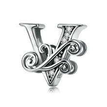 Load image into Gallery viewer, BSC030 26 Letters DIY Bracelet Beaded Accessories Zircon Silver Beads, Style:, A, B, C, D, E, F, G, H, I, J, K, L, M, N, O, P, Q, R, S, T, U, V, W, X, Y, Z