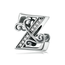 Load image into Gallery viewer, BSC030 26 Letters DIY Bracelet Beaded Accessories Zircon Silver Beads, Style:, A, B, C, D, E, F, G, H, I, J, K, L, M, N, O, P, Q, R, S, T, U, V, W, X, Y, Z
