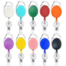 Load image into Gallery viewer, 68cm Retractable Pull Badge Reel Zinc Alloy ID Lanyard Name Tag Card Badge Holder, White, Orange, Pink, Black, Red, Yellow, Green, Navy Blue, Purple, Sky Blue