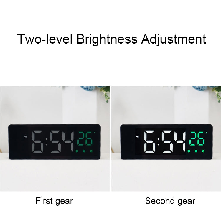 0715 Voice-activated LED Mute Date Temperature Display Electronic Clock, Black Surface Blue Light, Black Surface Green Light, Black Surface Red Light, White Shell Blue Light, White Shell Green Light, White Shell Red Light, Black Shell Blue Light       ...