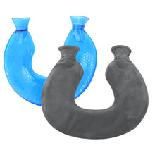 Load image into Gallery viewer, U-shaped PVC Hot Compress Shoulder And Neck Explosion-proof Water Injection Hot Water Bag, Blue + Gray Crystal, Blue + Navy Crystal, Blue + Green Snowflake Knitted, Blue + Gray Knitted, Blue + Cyan Knitted, Blue Light Cyan Knitted                      ...