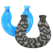 Load image into Gallery viewer, U-shaped PVC Hot Compress Shoulder And Neck Explosion-proof Water Injection Hot Water Bag, Blue + Gray Crystal, Blue + Navy Crystal, Blue + Green Snowflake Knitted, Blue + Gray Knitted, Blue + Cyan Knitted, Blue Light Cyan Knitted                      ...