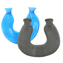 Load image into Gallery viewer, U-shaped PVC Hot Compress Shoulder And Neck Explosion-proof Water Injection Hot Water Bag, Blue + Gray Crystal, Blue + Navy Crystal, Blue + Green Snowflake Knitted, Blue + Gray Knitted, Blue + Cyan Knitted, Blue Light Cyan Knitted                      ...