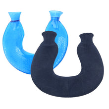 Load image into Gallery viewer, U-shaped PVC Hot Compress Shoulder And Neck Explosion-proof Water Injection Hot Water Bag, Blue + Gray Crystal, Blue + Navy Crystal, Blue + Green Snowflake Knitted, Blue + Gray Knitted, Blue + Cyan Knitted, Blue Light Cyan Knitted                      ...